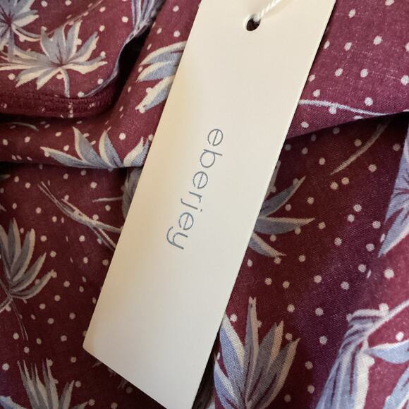 Eberjey Kayla Burgundy Floral Cotton Voile Cover Up Mini Dress S NWT $168 - Picture 12 of 12